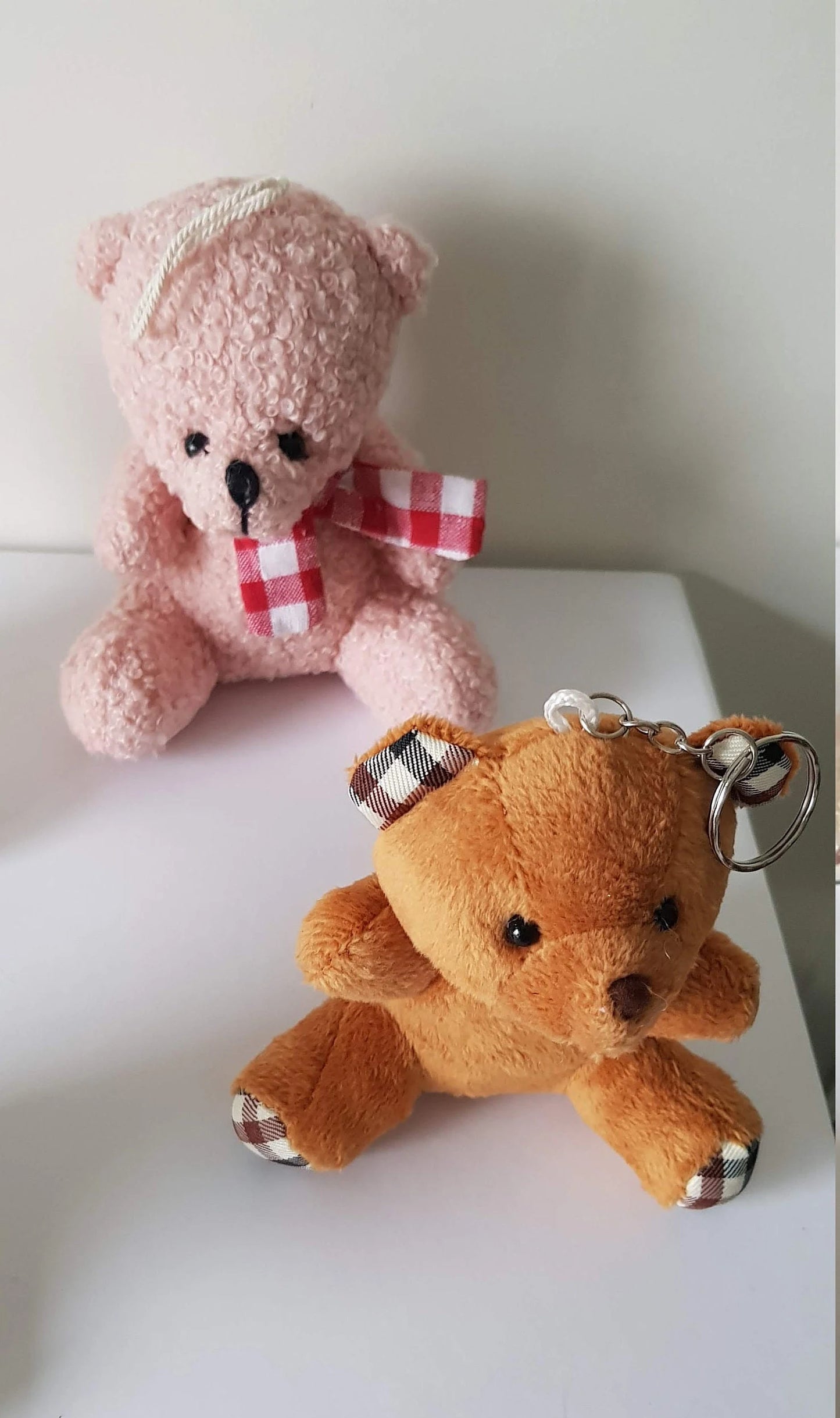 Small Teddy Bear Keychains in Pink, White, Brown or Light Brown Color