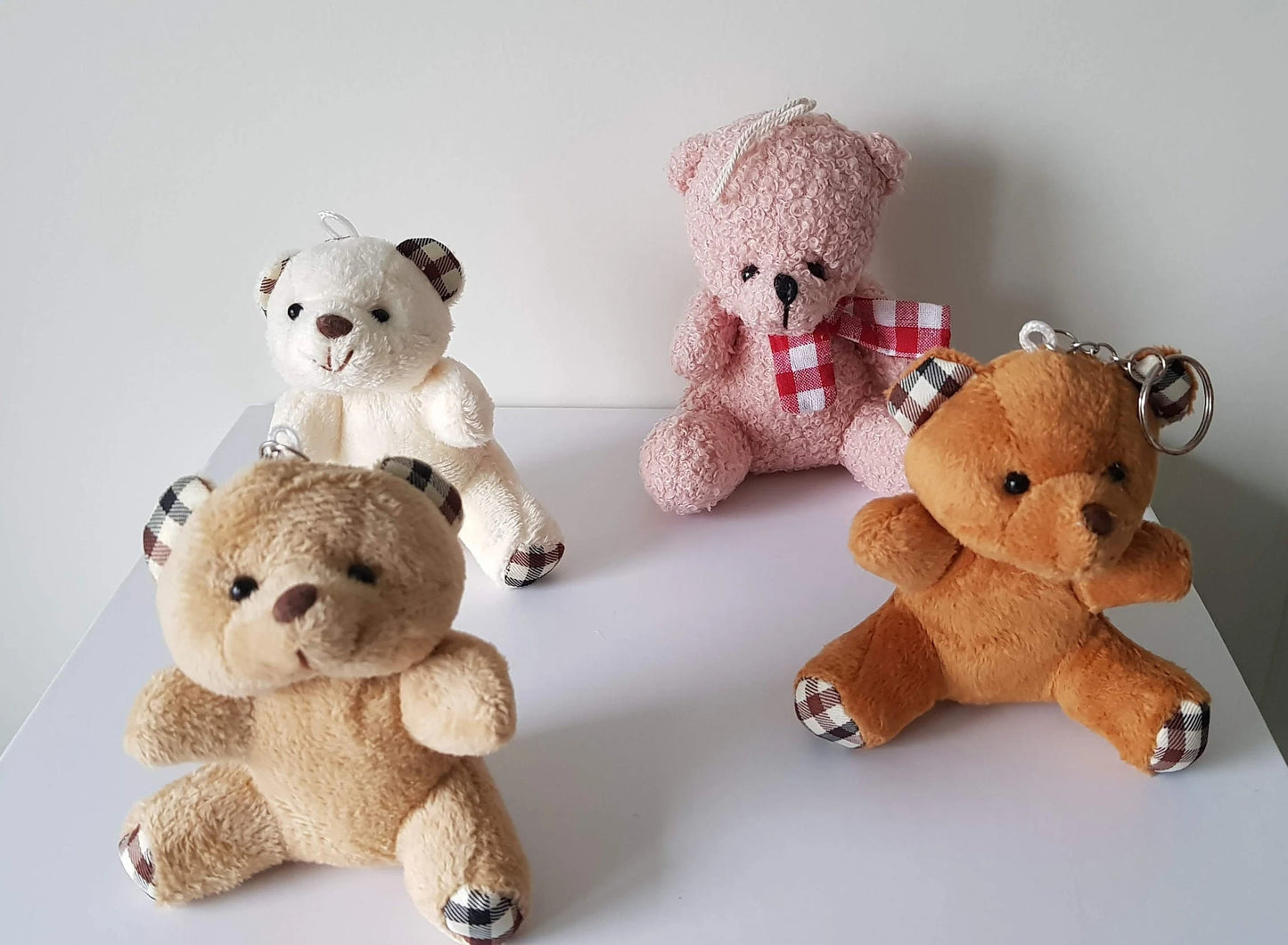 Small Teddy Bear Keychains in Pink, White, Brown or Light Brown Color
