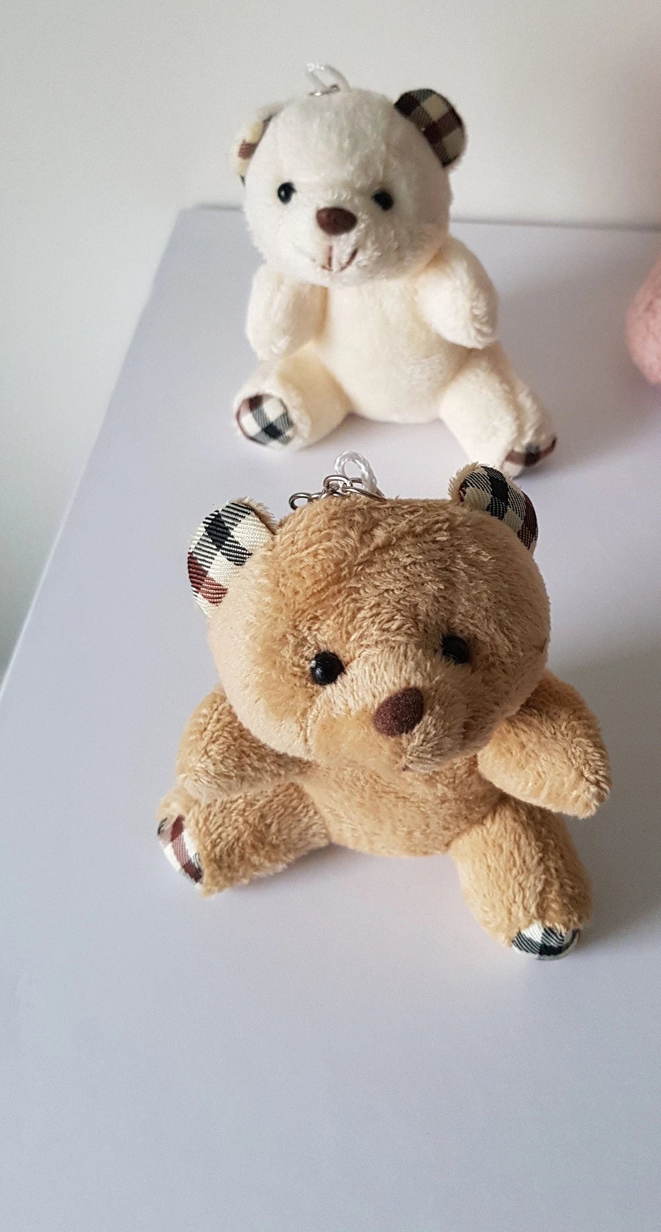 Small Teddy Bear Keychains in Pink, White, Brown or Light Brown Color