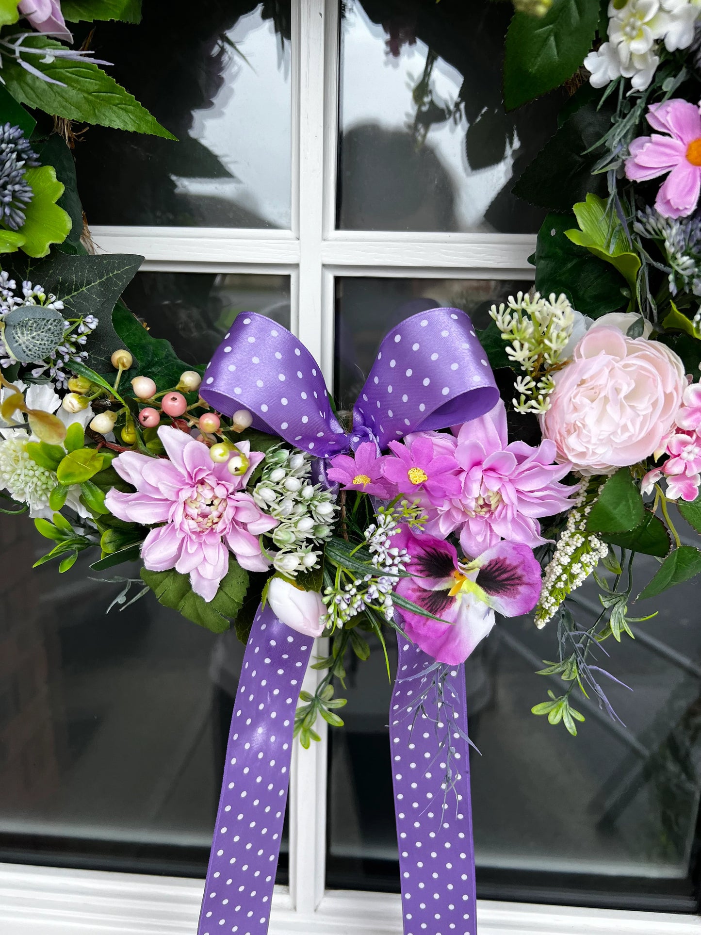 Artificial Flower Wreath for Door or Wall Decoration | Spring Decor | Roses Berries Twigs Eucalyptus Leaves
