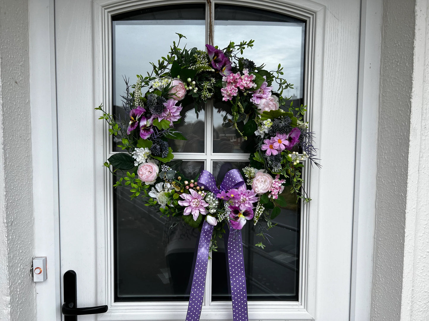 Artificial Flower Wreath for Door or Wall Decoration | Spring Decor | Roses Berries Twigs Eucalyptus Leaves