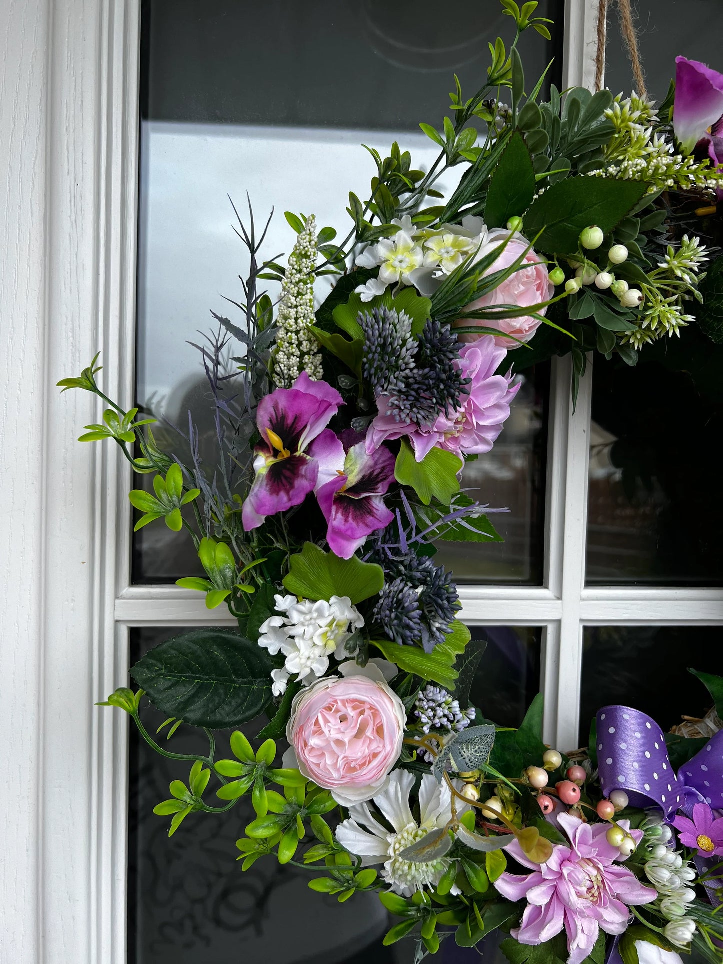 Artificial Flower Wreath for Door or Wall Decoration | Spring Decor | Roses Berries Twigs Eucalyptus Leaves