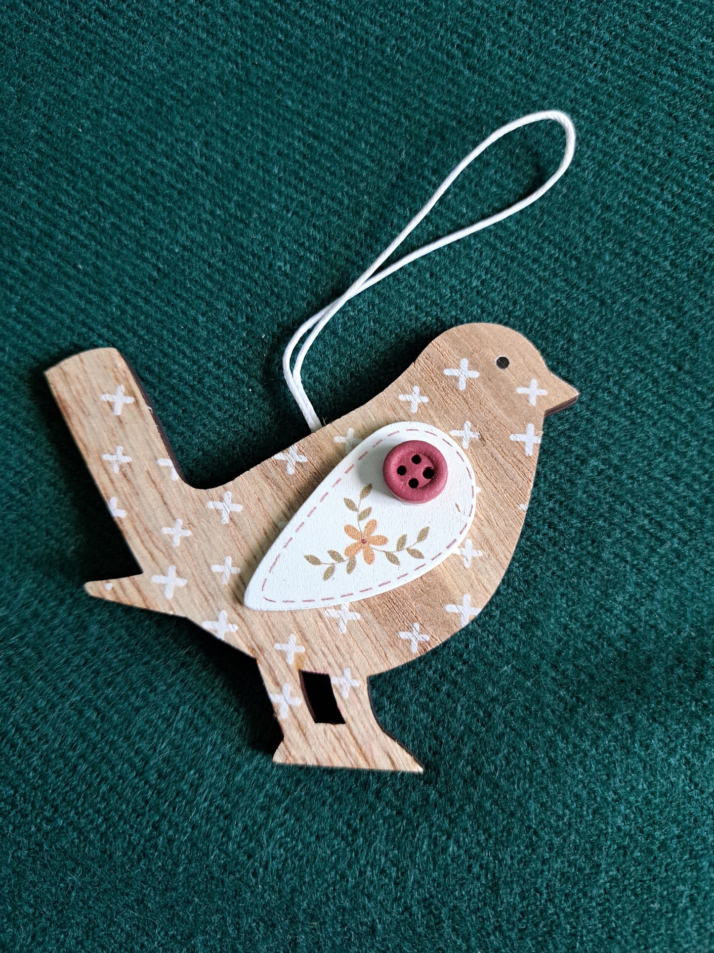 Wooden Bird Pedant on String