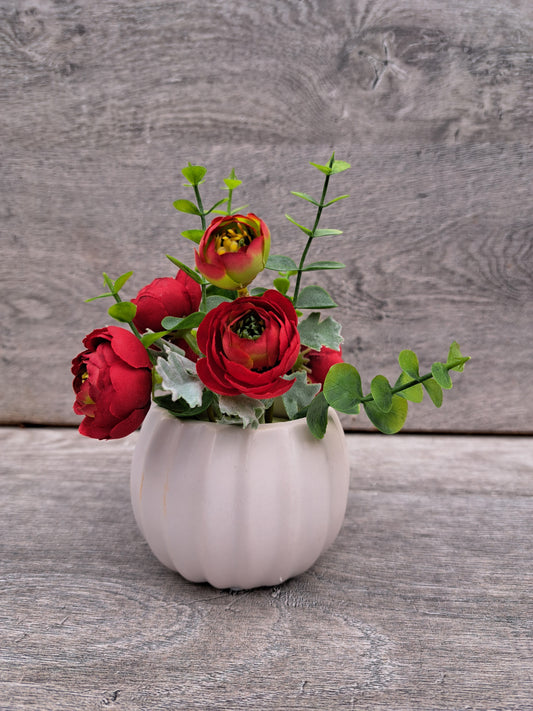 An Artificial Peony Rose Flowers in the Pot for Office or Home Decor