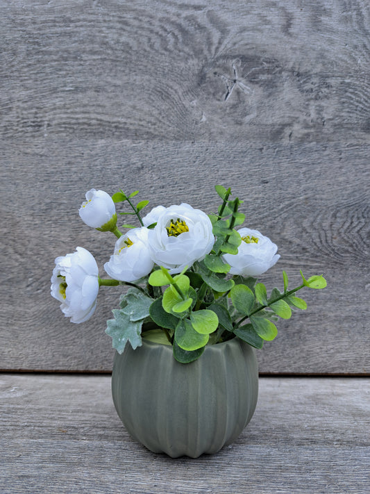 An Artificial Peony Rose Flowers in the Pot for Office or Home Deco