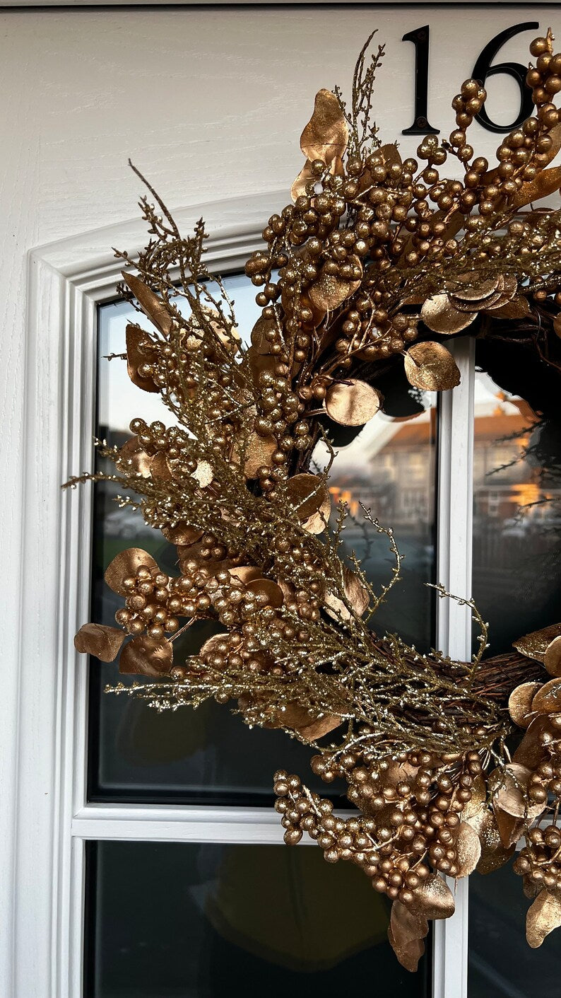 Golden/Brown Winter Wreath for Door