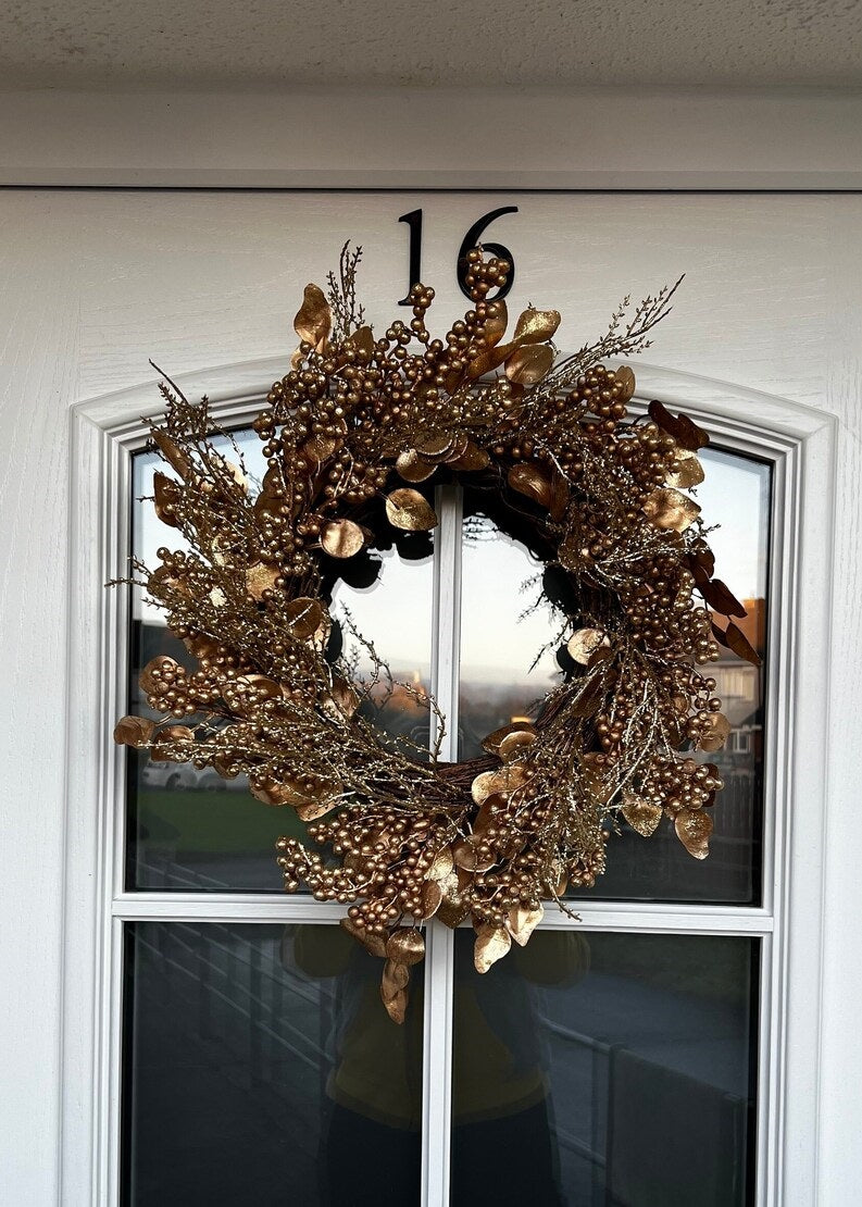 Golden/Brown Winter Wreath for Door