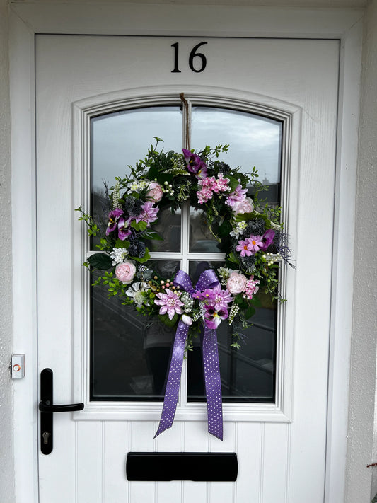 Artificial Flower Wreath for Door or Wall Decoration | Spring Decor | Roses Berries Twigs Eucalyptus Leaves